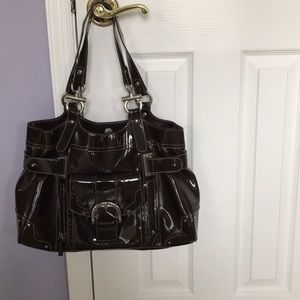 Worthington chocolate brown patten purse